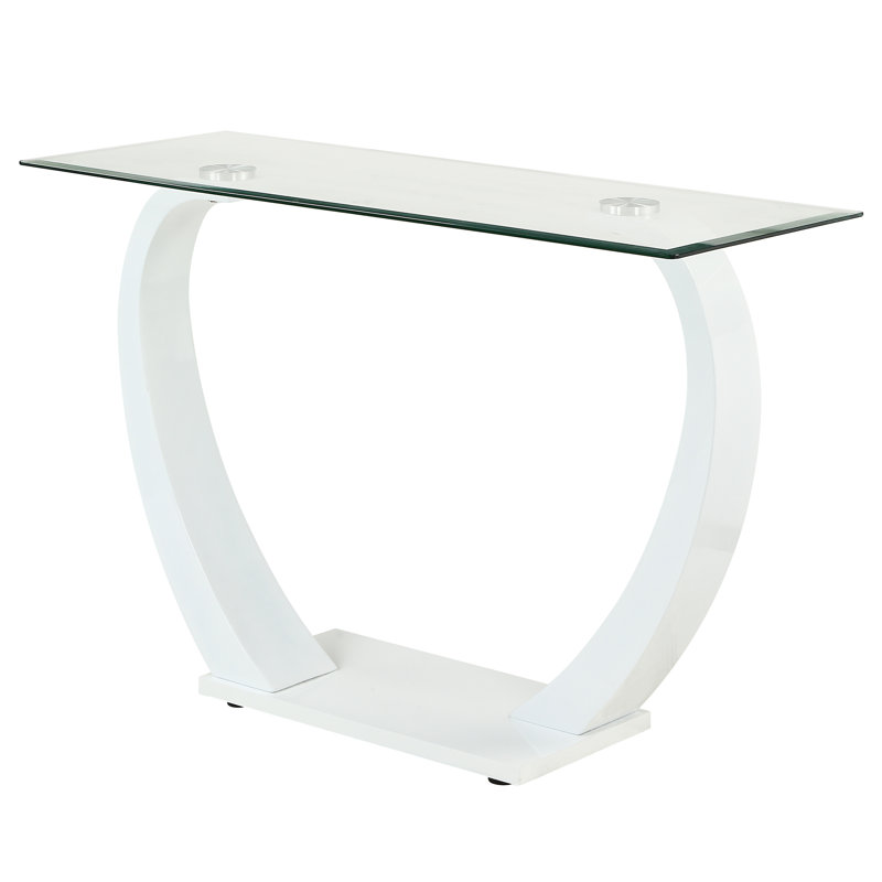 48'' Glass Top Console Table, White