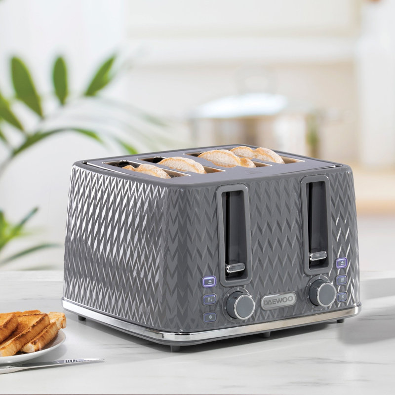 Argyle Grey Kettle & 4-Slice Toaster Set, Grey