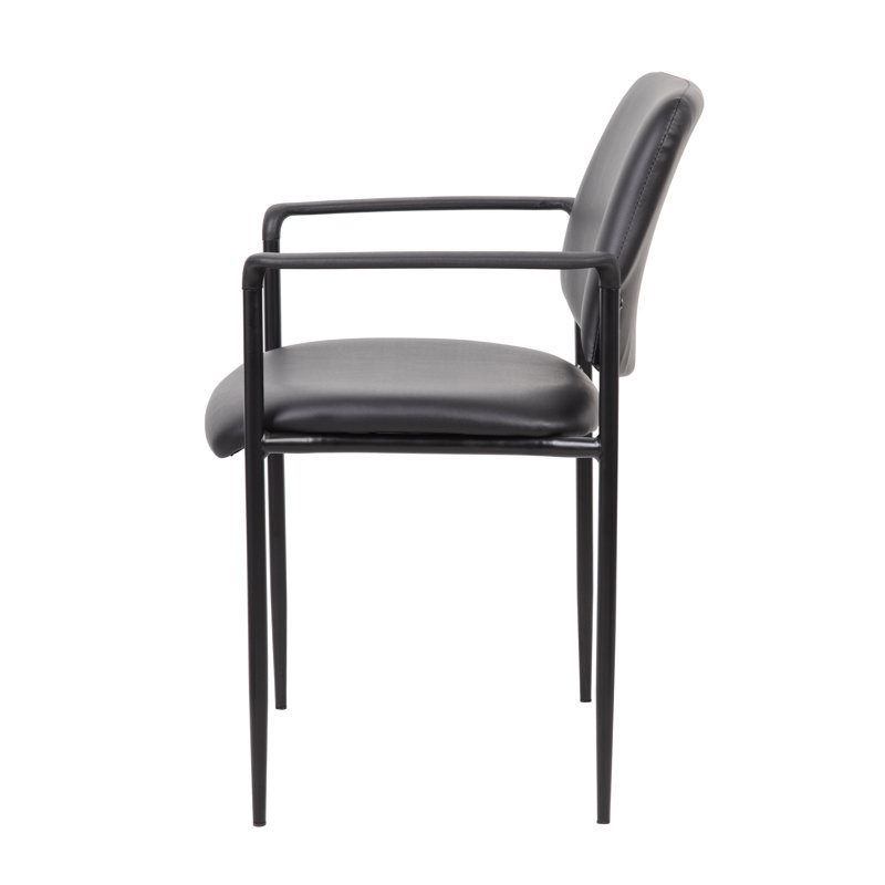 Black Caressoft Vinyl Stackable Chair with Fixed Arms
