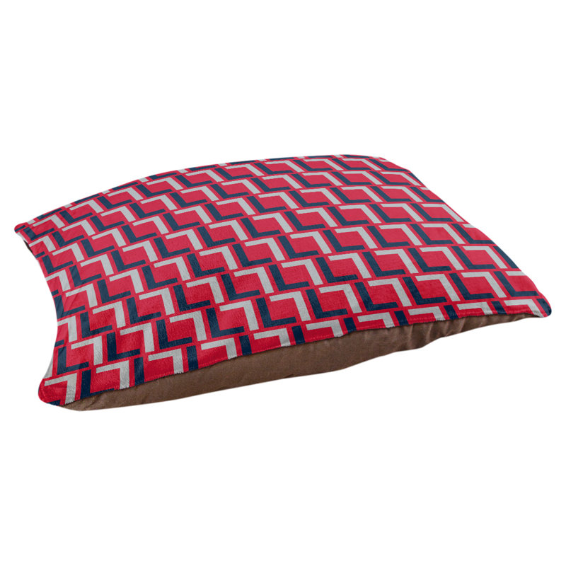 Coussin pour chien Brossard, Très grand (l 40 po x P 50 po x H 6 po), Rouge / bleu nautique / argent nouveau siècle