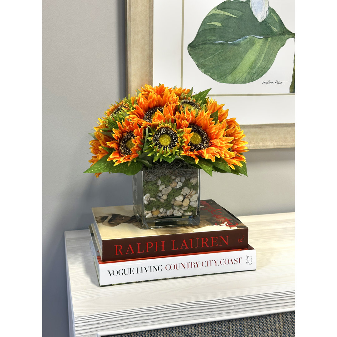 Cummins Sunflower Floral in Vase Laurel Foundry Modern Farmhouse® Flower 