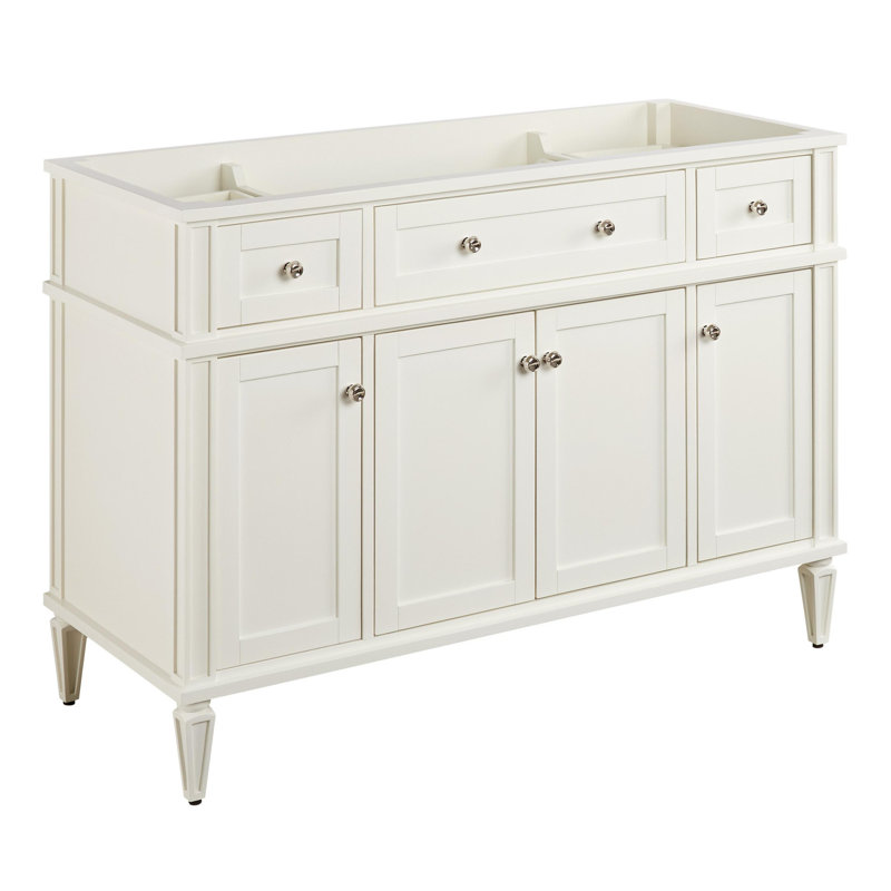 48" White Mahogany Vanity with Carrara Marble Top