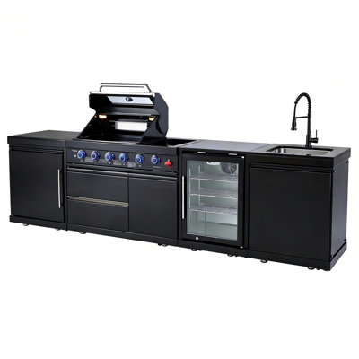 46-inch 4 72000 Outdoor Kitchen Barbecue Island Grill, Featuring Wine Cooler, Kit, Storage Drawers Gas Grill For Kitchen, With Granite Countertops, Electronic Ignition System