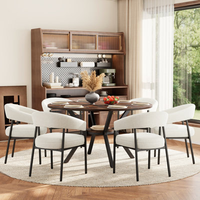 Ensemble de table de salle à manger moderne avec chaises rembourrées en chenille