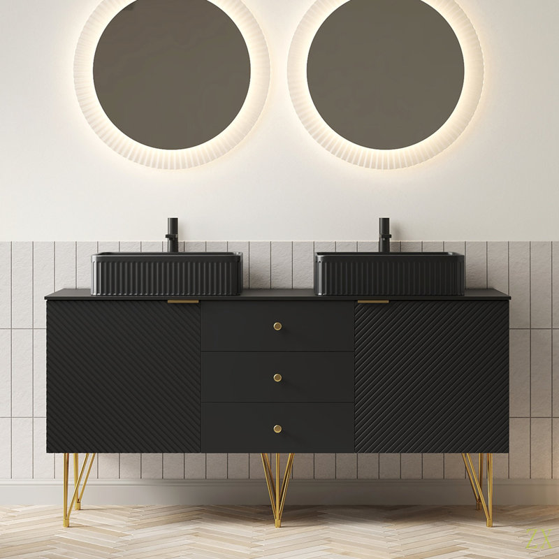 Meuble-lavabo autoportant en contreplaqué GEMA, 60"