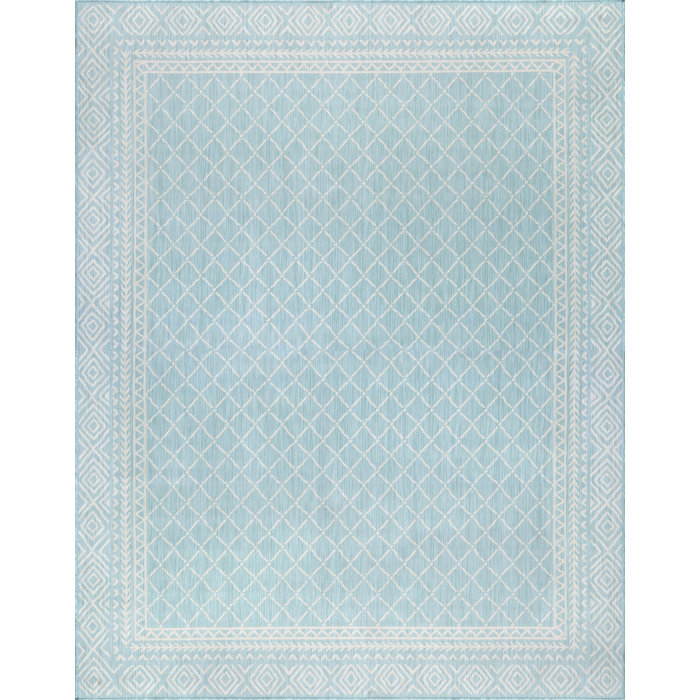 George Oliver Dalayah Aqua Indoor/Outdoor Rug & Reviews | Wayfair