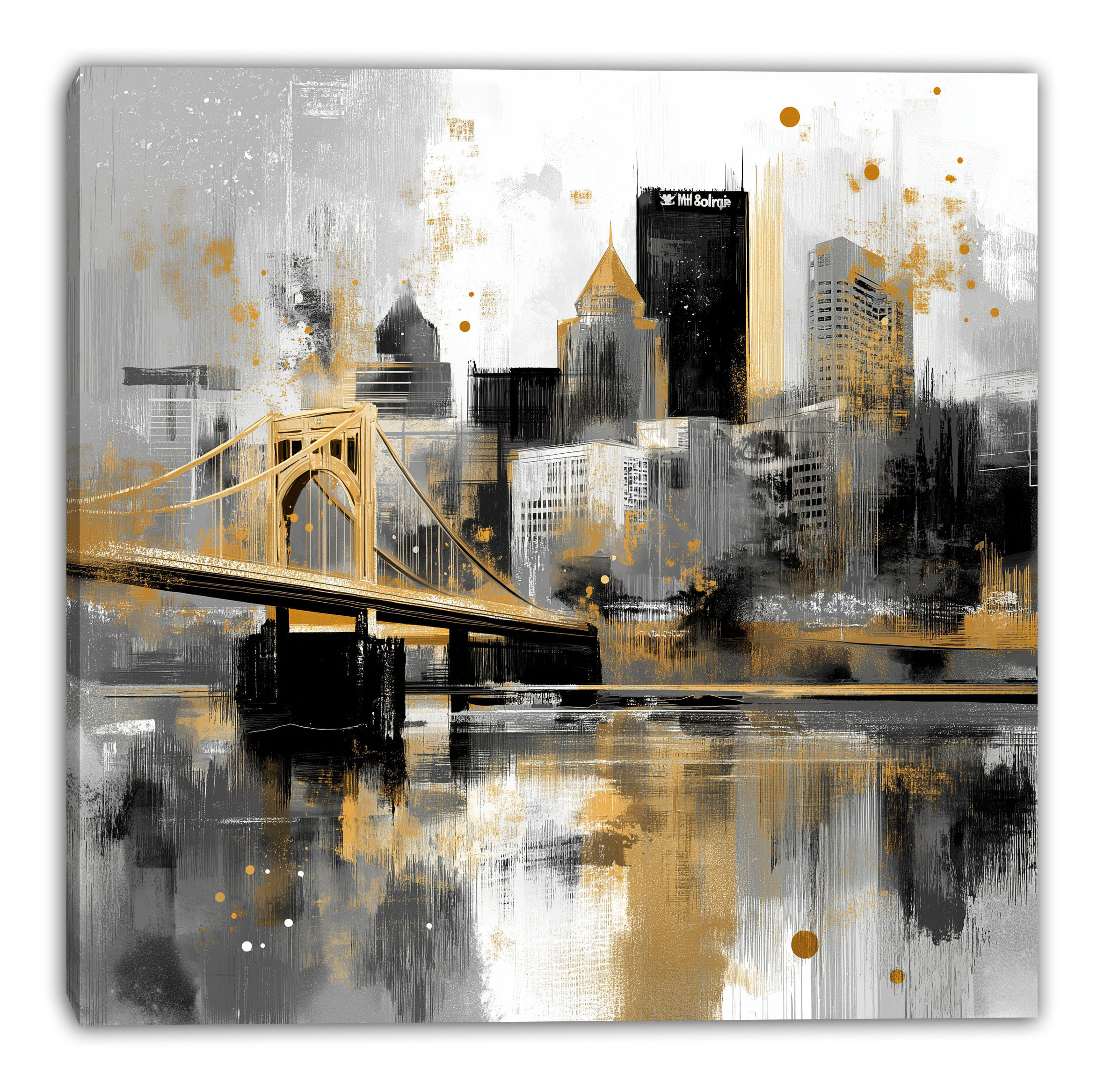 Trent Austin Design® Midnight Gold Bridge Wrapped Canvas Wall Art | Wayfair