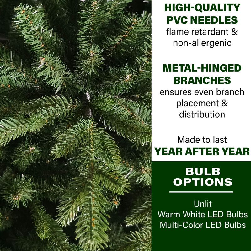 7.5-Foot Green Oregon Pine Artificial Christmas Tree with Hinged Branches