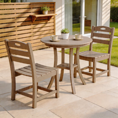 3-Piece Patio Bistro Set with Round Table & 2 Chairs, All-Weather for Backyard & Poolside