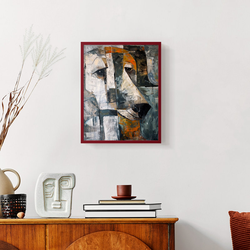 ANIMALS Series Cxx - reproduction encadrée de qualité supérieure - prête à être accrochée - aucun clou requis, Rouge