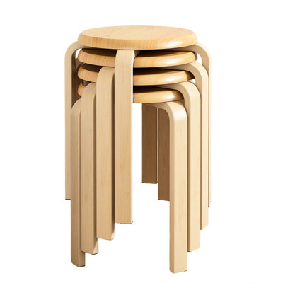 18 tabourets ronds sans dossier de 18 po sur 4, empilables avec feutre glissant, parfaits pour les salles de classe, les salles à manger et les cuisines, les coussins en nid empilable à assise naturelle, les espaces de cuisine idéaux,