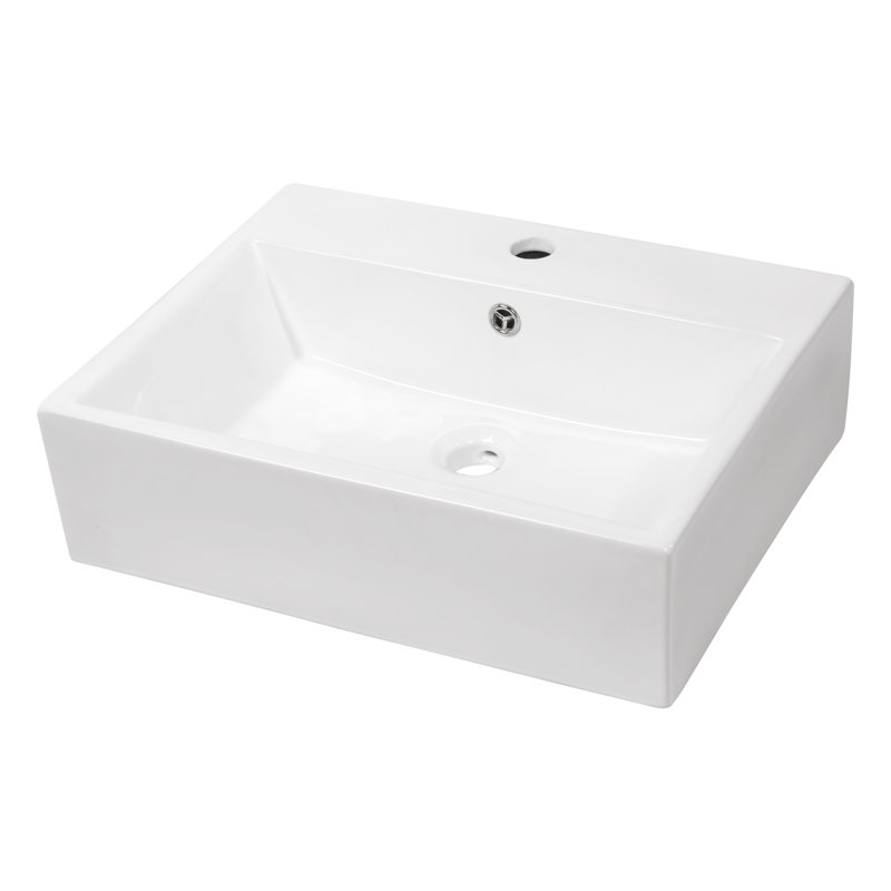 LEPUDAY 18'' White Ceramic Rectangular Bathroom Sink with Overflow