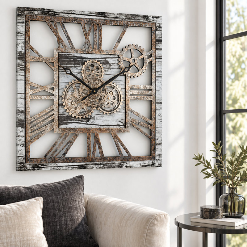 Solid Wood Wall Clock, Grey