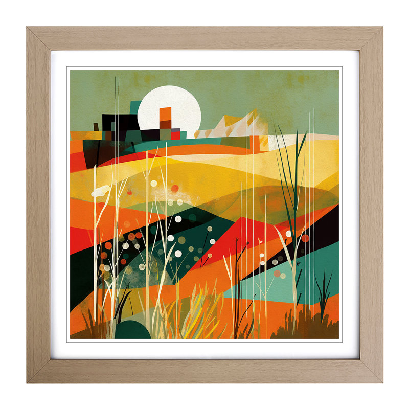 Meadow Constructivism - Single Picture Frame Print on Wood, Oak