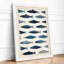Swimming Fish Pattern Geometric - Framed Print-496618679-496618684