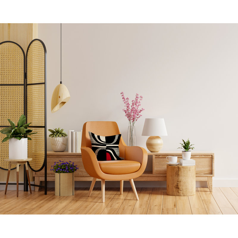 Jeté carré / extérieur en polyester Chamu, Rouge/noir, 18 po x 18 po