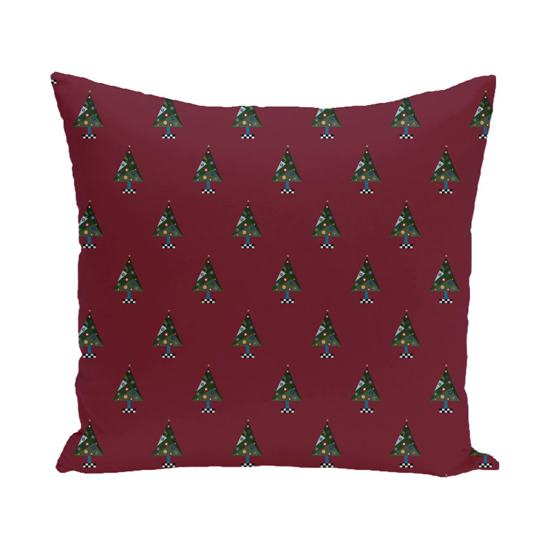 Housse de coussin décoratif carrée folle de noël, H 20 po x l 20 po, Canneberge/bourgogne