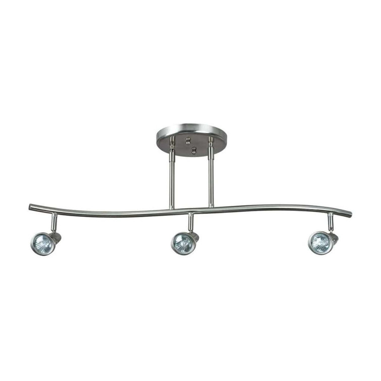 Sunset Lighting  Three Light Dual Stem Track Rail, Bright Satin Nickel Finish GU10 Socket
