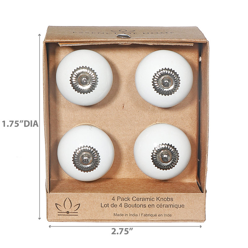 Ensemble de 4 boutons décoratifs lisses, Blanc