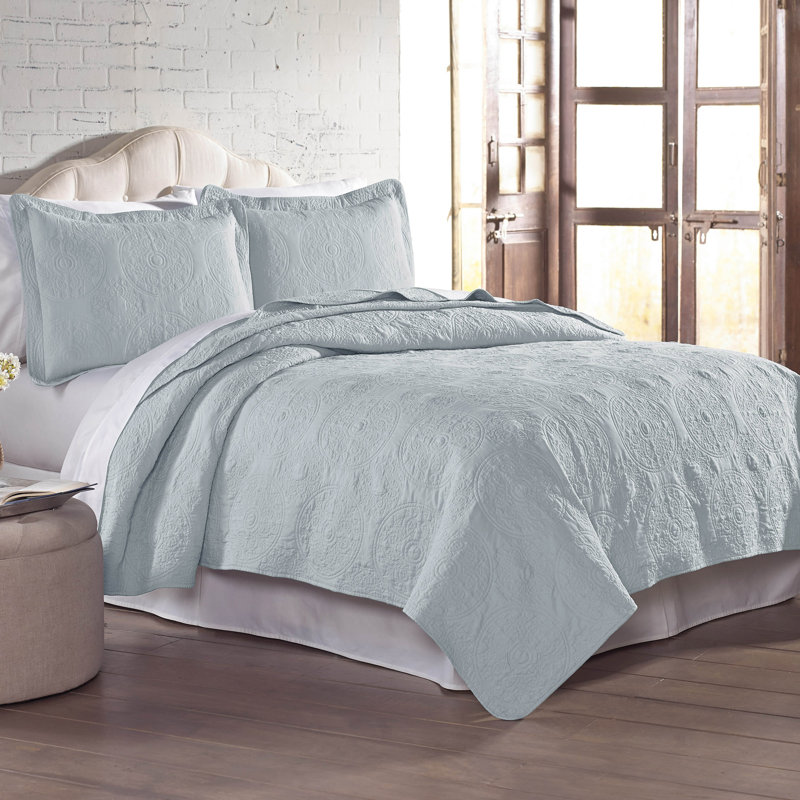 Medallion Quilt Set, Twin Quilt + 1 Sham, Slate