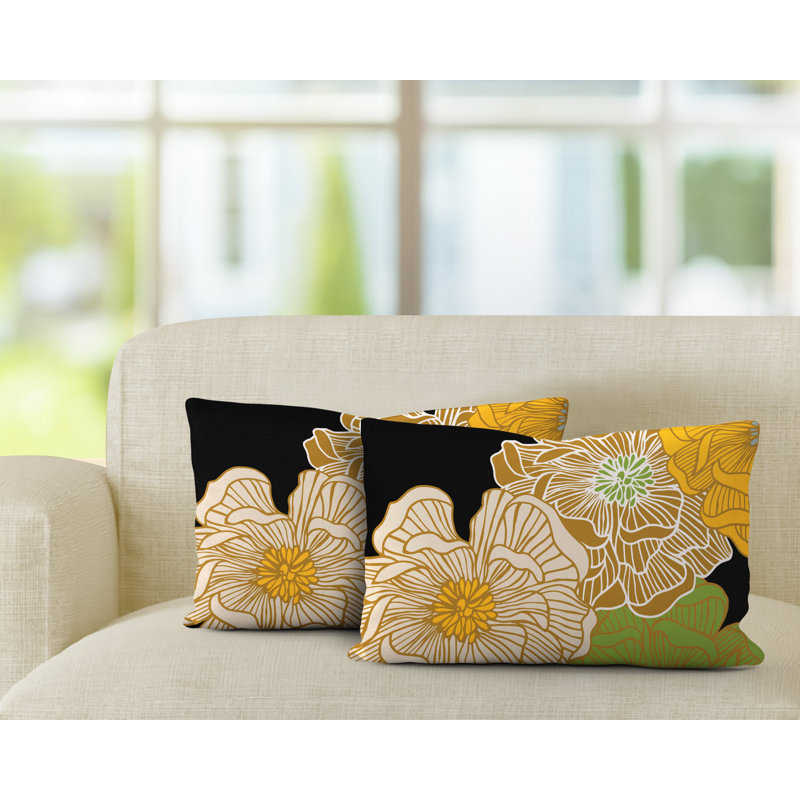  Polyester / Mélange de polyester Housse de coussin rectangulaire intérieure / extérieure lombaire et insert, Or