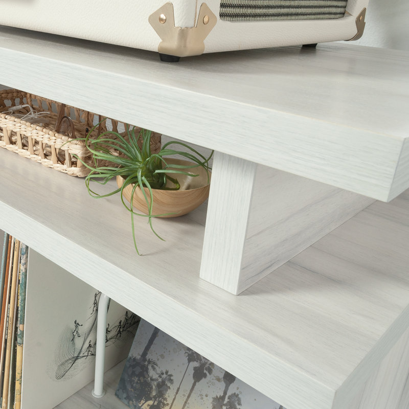 Gray Engineered Wood Bookcase with Cubes and Shelves