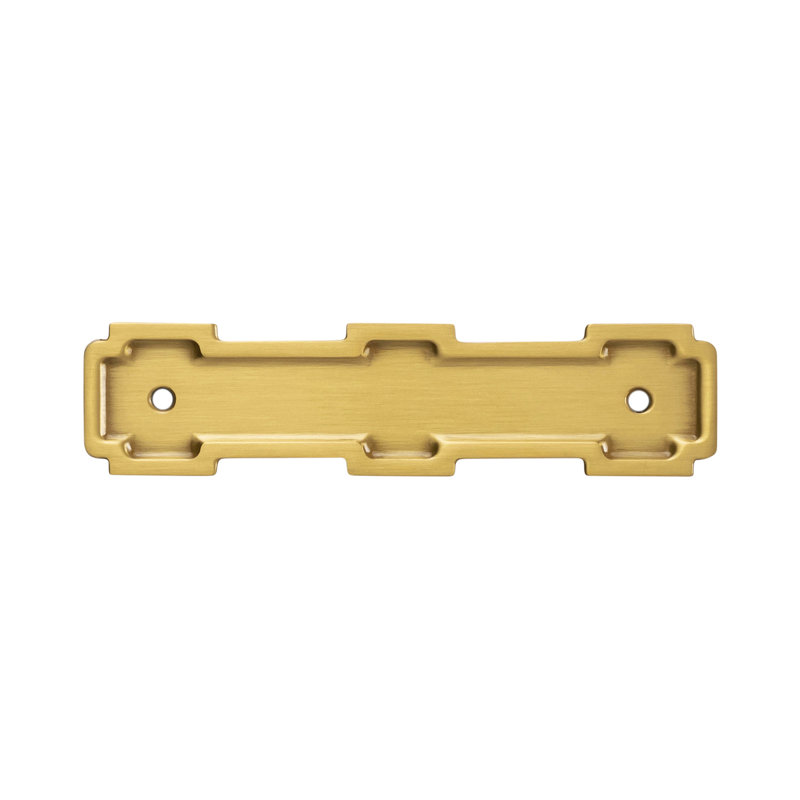 Coventry Collection Pull Backplate, 5.06" H x 1.25" W, Brushed Golden Brass