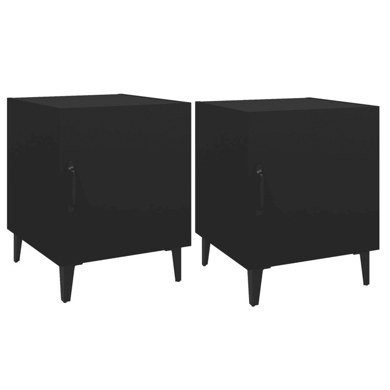 17 Stories Bedside Cabinets 2 Pcs Engineered Wood, Black, Left Orientation