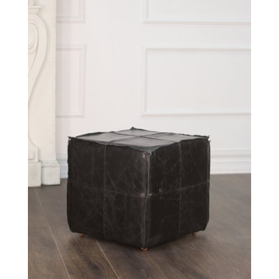 Willsbridge 18" Genuine Leather Square Cube Ottoman