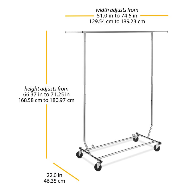 Rebrilliant Metal Adjustable Rolling Clothes Rack & Reviews | Wayfair