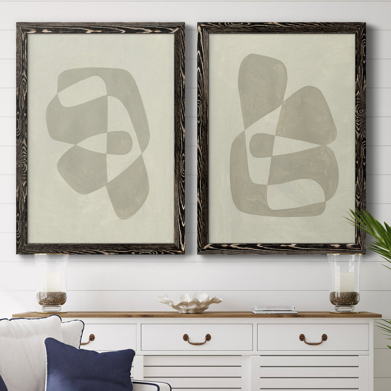 «Soft Shape I», ensemble de 2 reproductions de cadres photo, Toile avec cadre noir, H 24 po x l 36 po x P 1,5 po