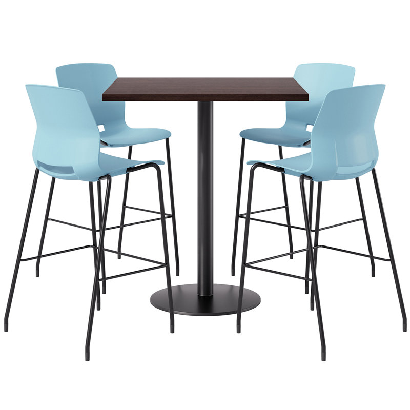 Ensemble repas pour 4 personnes à hauteur de bar, H 41 po x L 36 po x l 36 po, Bleu et noir, Espresso