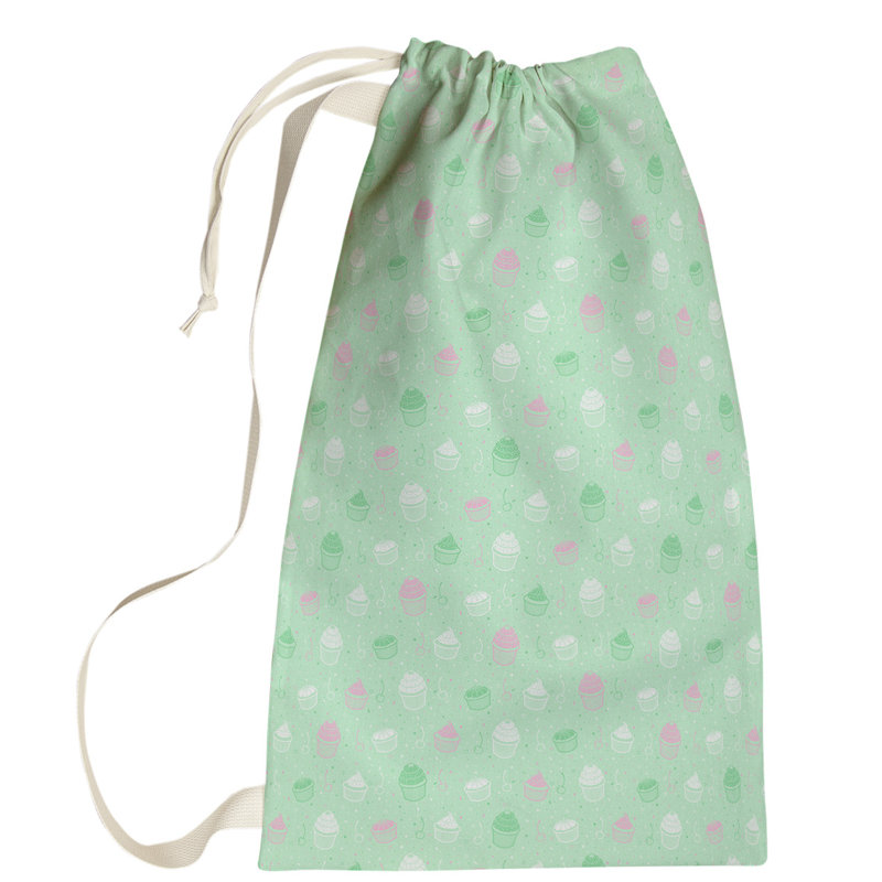 Leffel Fabric Laundry Bag with Handles, Small ( 64" H x 20" W x 1.5" D), Green/White/Blue