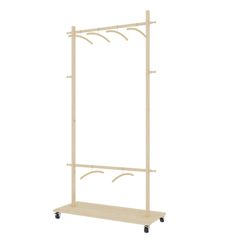 Séchoir à vêtements en bois massif avec 6 cintres en bois