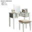 Meuble-lavabo transitionnel blanc 1pc avec tabouret, bois massif avec 3 tiroirs de rangement et miroir central de 5 mm pour la chambre à coucher