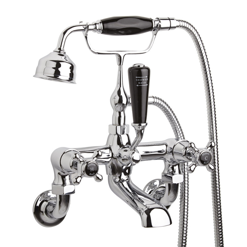 Topaz 3 Handle Wall Bath Shower Mixer Bath Filler with Diverter