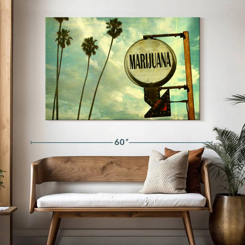 Signe de marihuana rétro, H 34 po x l 51 po