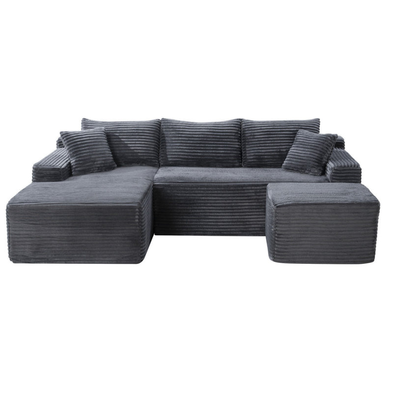 Canapé modulaire en forme de U 94,5 po avec assise profonde, aucun assemblage requis, canapé-lit modulaire pour salon