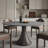 Mid-Century Luxurious Gray Sintered Stone Dining Table Wooden Base In Walnut Color-1966531648
