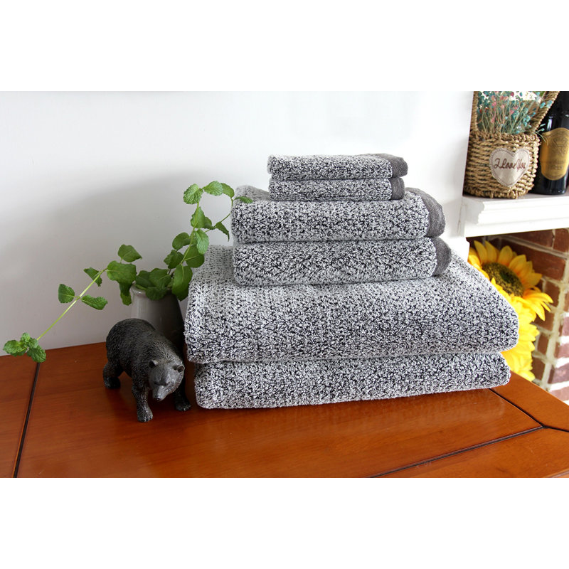 Everplush Grey Oversized Cotton Microfiber 6-Piece Towel Set