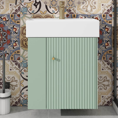 Meuble-lavabo mural 21,6 po avec lavabo mural en céramique