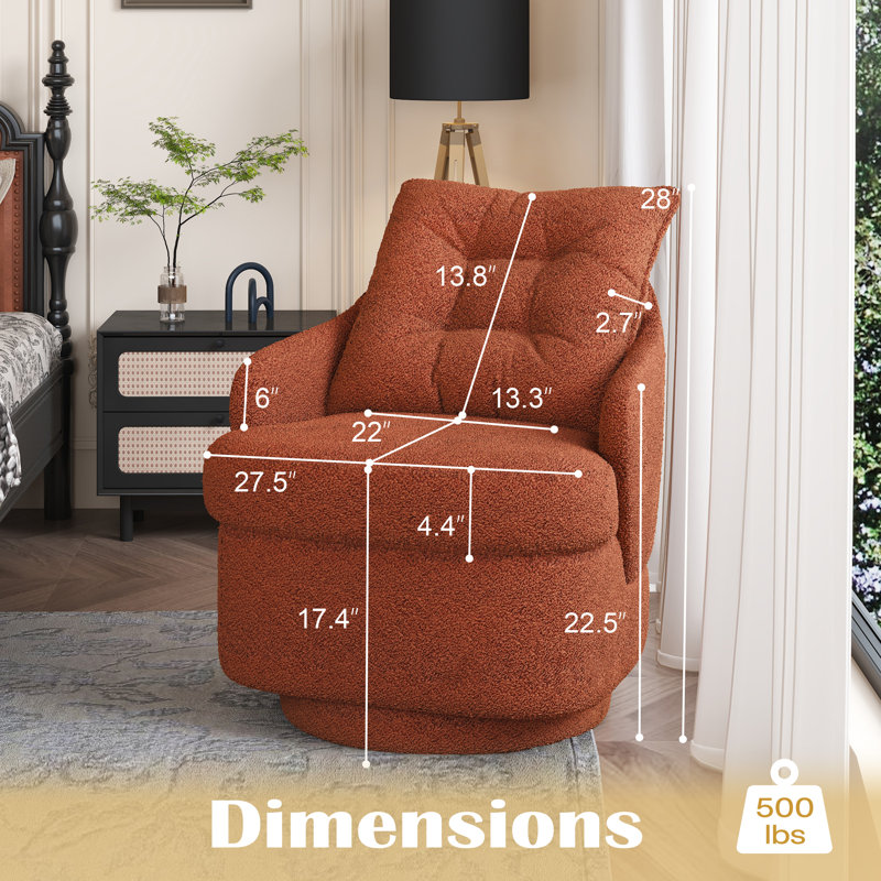 Upholstered Swivel Barrel Chair, Brown