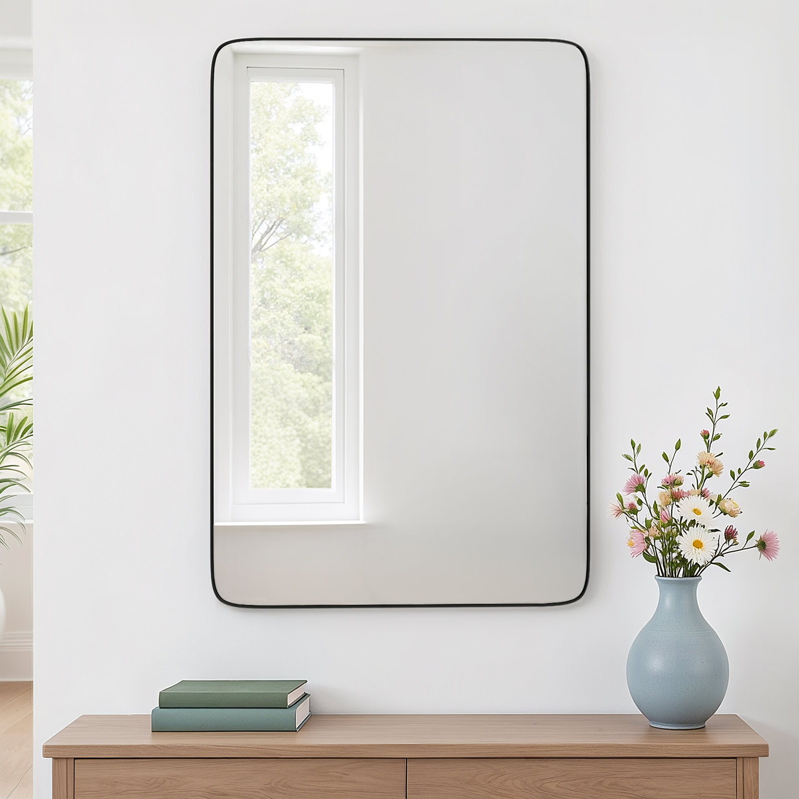 Eaton Modern & Contemporary Accent Mirror, Matte Black, 36" H x 24" W