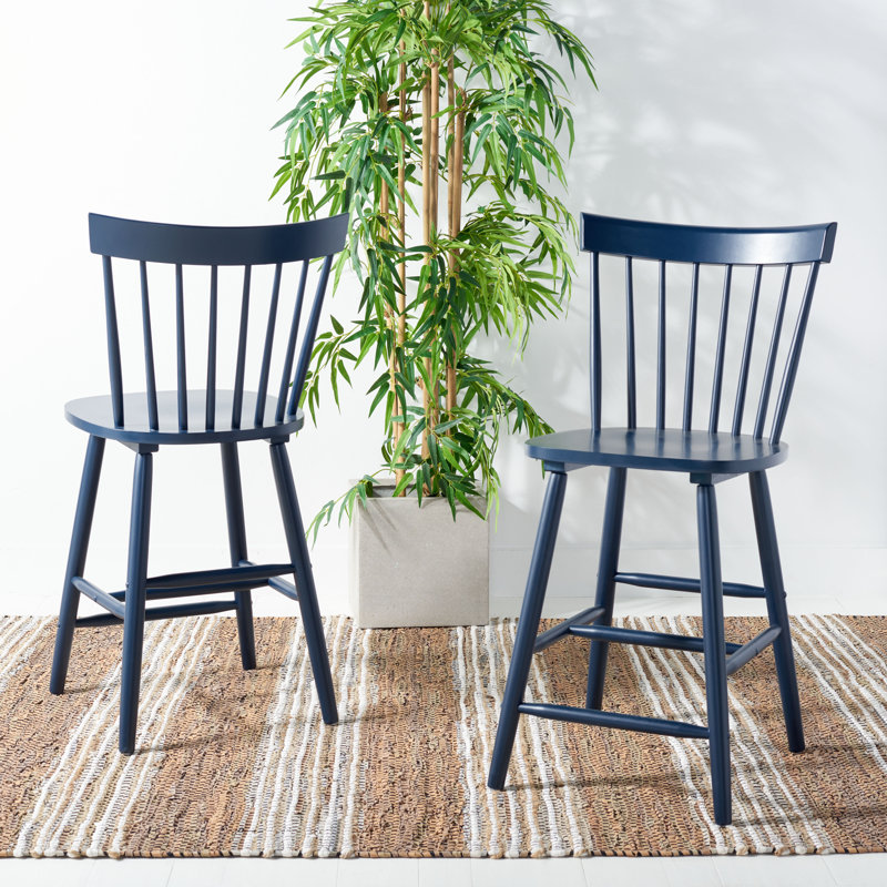 Stacee Solid Wood Counter Stool, Counter Stool (24" Seat Height), Navy