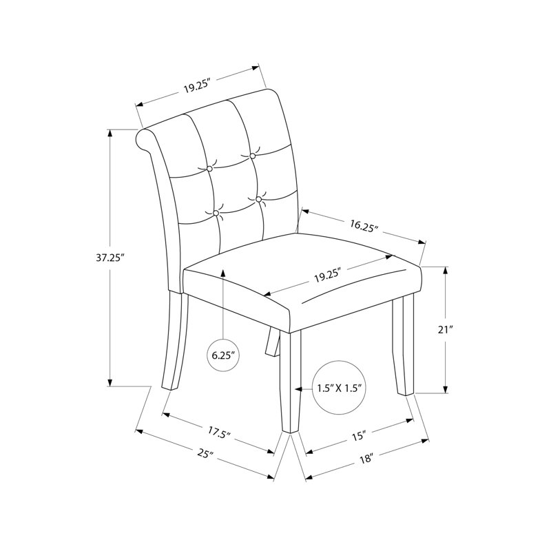 De 2 chaises de salle à manger modernes de 38 po de hauteur, recouvertes de tissu gris, avec des pieds robustes en bois de noyer