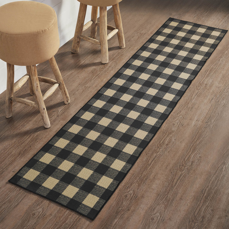 Beppo Flatweave Washable Gingham Indoor / Outdoor Rug, Runner 1'10" x 8'