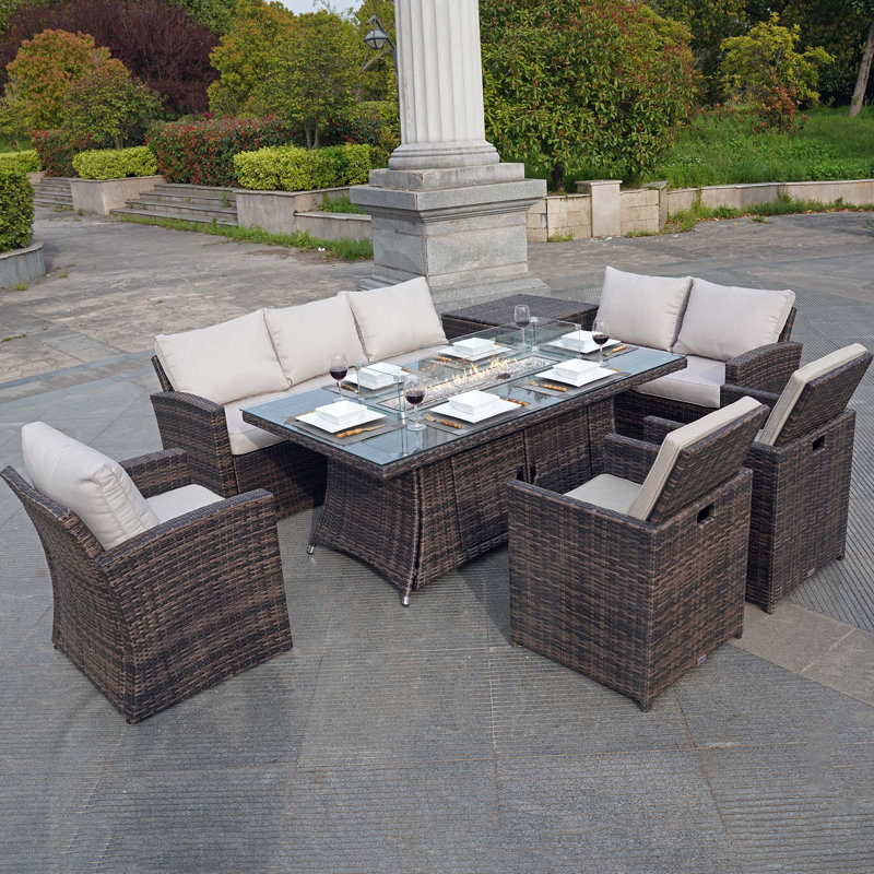 Allene Wicker 10 - Person Patio Conversation Sets with Cushions