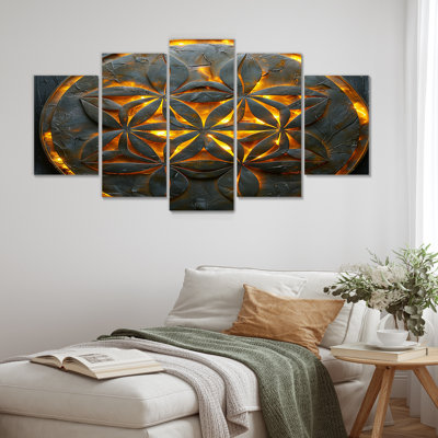 5 pièces de fleur de vie arcane - art mural géométrique pour le salon