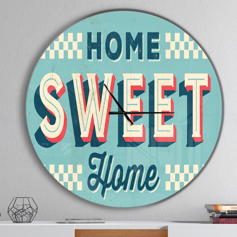 Horloge murale rétro Home Sweet Home, Surdimensionné