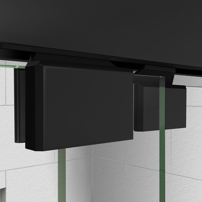 Encore 48" W x 36" D x 78.75" H Semi-Frameless Sliding Shower Enclosure with Base Included, Matte Black